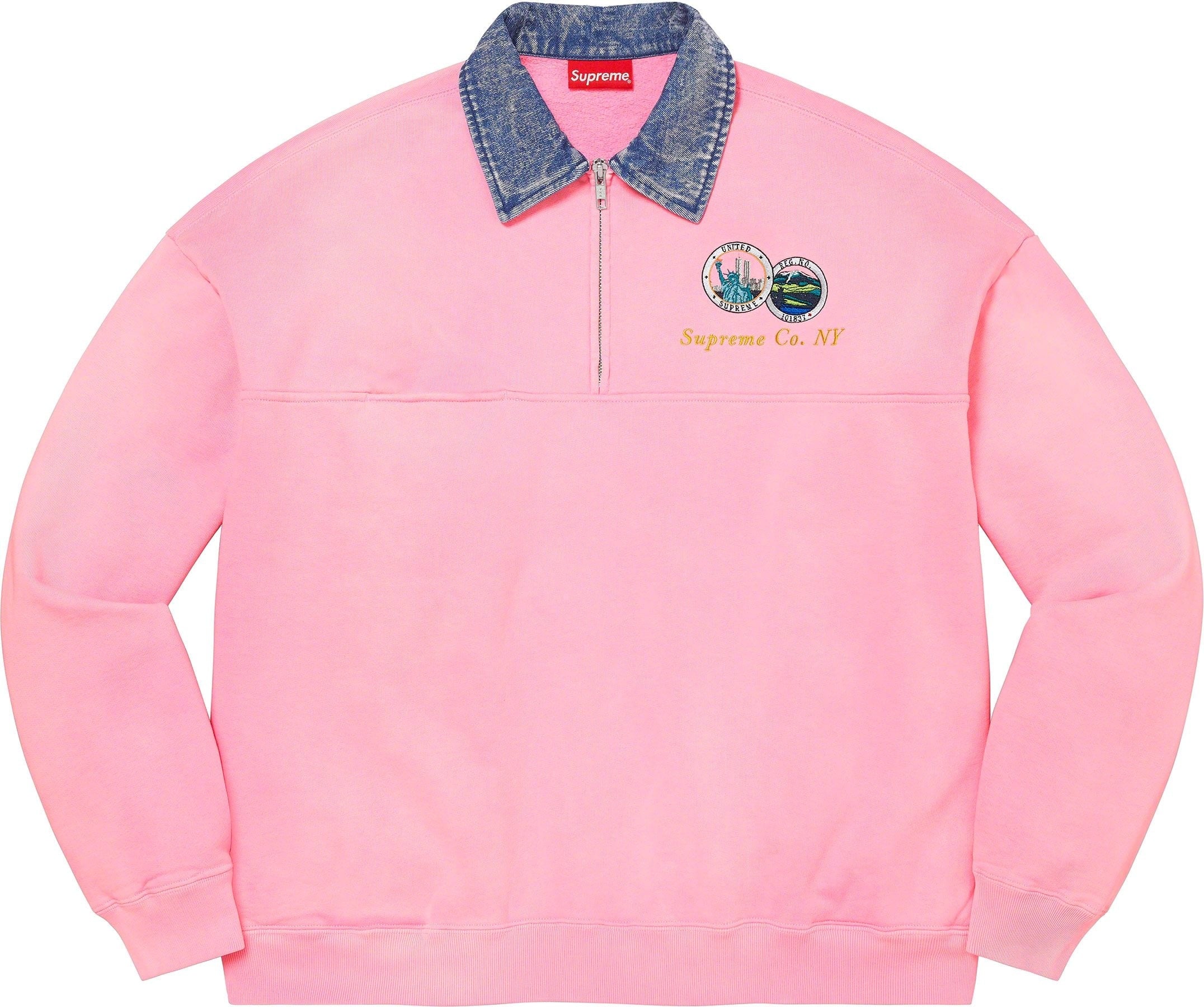 Denim Collar Half Zip Sweatshirt view 3